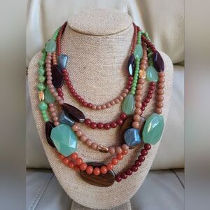 New Premier Designs Jewelry MID MOD 18"-22" Gold Tone Wood Acrylic Necklace